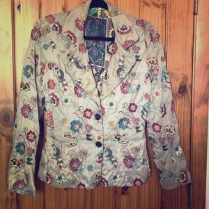 Biya brand silk embroidered blazer.